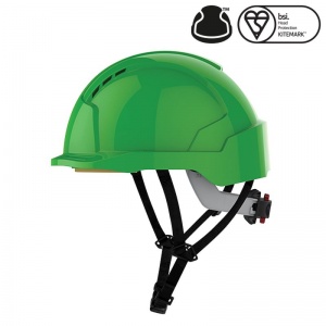 JSP EVOlite Green Micro Peak Vented Helmet with Linesman Wheel Ratchet
