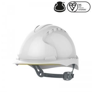 JSP EVO3 OneTouch White Medium Peak Electrical Safety Helmet with Slip Ratchet