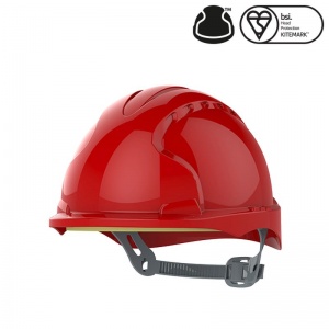 JSP EVO3 Red Electrical Micro Peak Hard Hat with Slip Ratchet