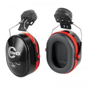 JSP InterEX Black and Red Mounted Ear Defenders SNR 28dB