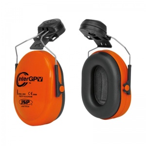 JSP InterGPV Orange Helmet Mounted Ear Defenders SNR 25dB