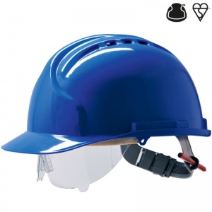 JSP MK7 Blue Vented Industrial Visor Helmet with Slip Ratchet