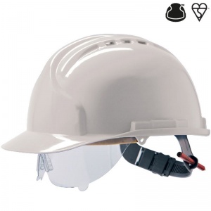 JSP MK7 White Vented Industrial Visor Helmet with Slip Ratchet