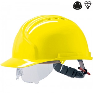 JSP MK7 Yellow Vented Industrial Visor Helmet with Slip Ratchet