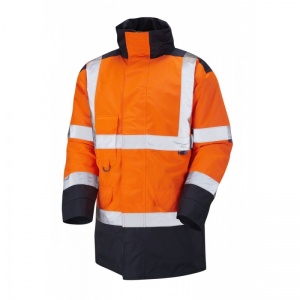 Leo Workwear A01 Tawstock Hi-Vis Orange and Navy Anorak