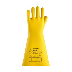 Ansell E019Y Electrician Class 3 Yellow Insulating Rubber Gloves