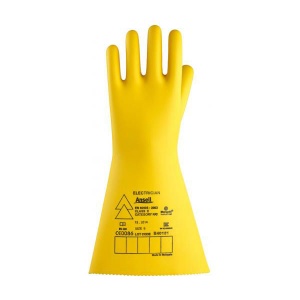 Ansell E022B Electrician Class 2 Long Black Insulating Rubber Gloves