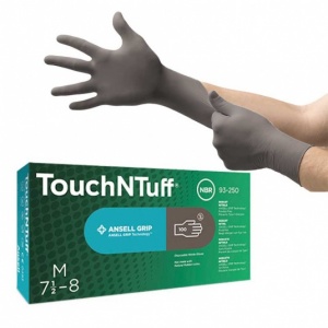 Ansell 93-250 Disposable Black Long-Cuff Nitrile Gloves