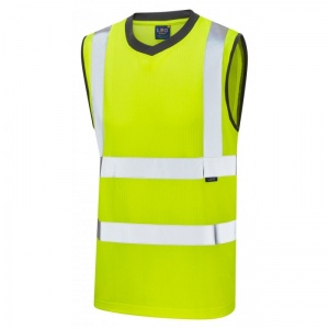 Leo Workwear V01 Ashford EcoViz Hi-Vis Yellow Sleeveless T-Shirt