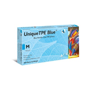 Aurelia Unique TPE 48226-9 Powder-Free Blue Disposable Gloves