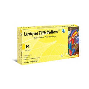 Aurelia Unique TPE 45226-9 Powder-Free Yellow Disposable Gloves