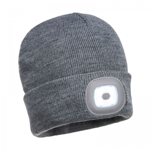 Portwest B028 Rechargeable Grey Twin LED Beanie