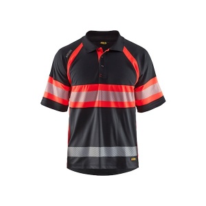 Blaklader Workwear Hi-Vis Polo Shirt (Black/Red Hi-Vis)