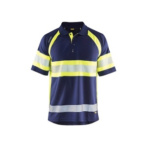 Blaklader Workwear Hi-Vis Polo Shirt (Navy Blue/Hi-Vis Yellow)