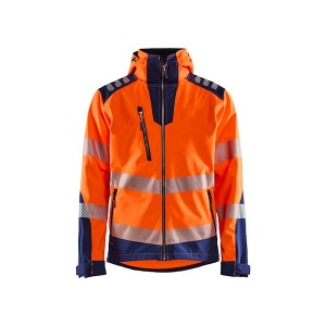 Blaklader Workwear Hi-Vis Softshell Jacket (Orange/Navy Blue)