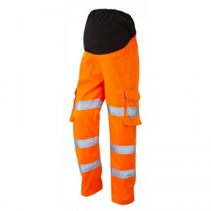 Leo Workwear CM01 Verity Women's Maternity Hi-Vis Orange Cargo Trousers