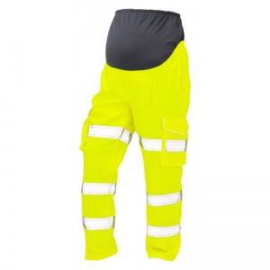 Leo Workwear CM01 Verity Women's Maternity Hi-Vis Yellow Cargo Trousers