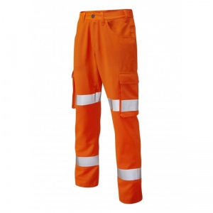 Leo Workwear CT03 Yelland Lightweight Hi-Vis Orange Cargo Trousers