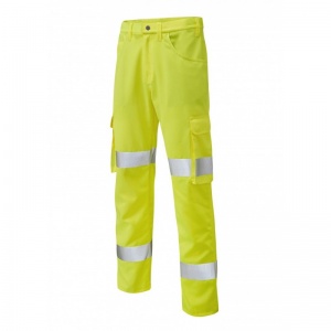 Leo Workwear CT03 Yelland Lightweight Hi-Vis Yellow Cargo Trousers