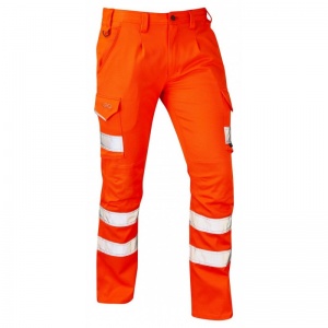 Leo Workwear CT04 Kingford EcoViz PCX Stretch Hi-Vis Orange Cargo Trousers