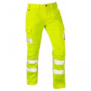 Leo Workwear CT04 Kingford EcoViz PCX Stretch Hi-Vis Yellow Cargo Trousers