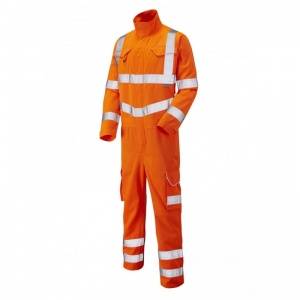 Leo Workwear CV01 Molland Polycotton Hi-Vis Orange Coveralls