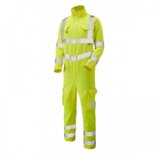 Leo Workwear CV01 Molland Polycotton Hi-Vis Yellow Coveralls