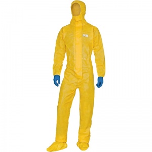 Delta Plus DT300 Deltachem Single-Use Anti-Static Type 3/4/5/6 Hooded Coveralls with Taped Seams (Yellow)