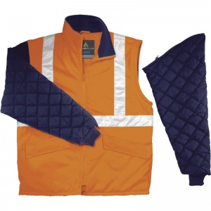 Delta Plus FreewayHV Orange Hi-Vis Jacket with Removable Sleeves