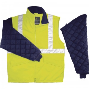 Delta Plus FreewayHV Yellow Hi-Vis Jacket with Removable Sleeves