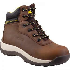 Delta Plus Saga Water-Resistant Anti-Static Heat-Resistant Brown Leather Safety Boots