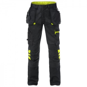 Fristads Black/Hi-Vis Yellow 2595 STFP Craftsman Cargo Work Trousers (Tall)