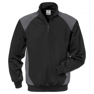 Fristads Half-Zip Work Sweatshirt 7048 SHV (Black/Grey)