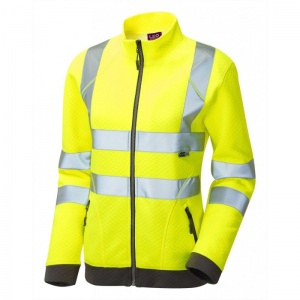 Leo Workwear SSL03 Hollicombe Women's Thermal Hi-Vis Zipped Yellow Sweatshirt