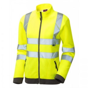 Leo Workwear EcoViz SSL03 Hollicombe Women's Thermal Hi-Vis Zipped Yellow Sweatshirt