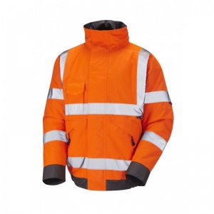 Leo Workwear J01 Chivenor Hi-Vis Orange Bomber Jacket