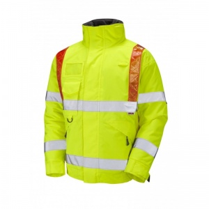 Leo Workwear J03 Portmore Hi-Vis Yellow Bomber Jacket with Braces