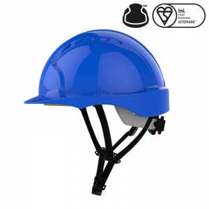 JSP EVO3 Blue Medium Peak Electrical Safety Helmet with Wheel Ratchet