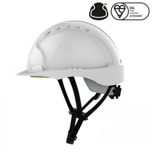 JSP EVO3 White Medium Peak Electrical Safety Helmet with Wheel Ratchet