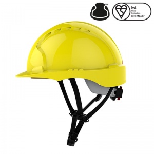 JSP EVO3 Yellow Medium Peak Electrical Safety Helmet with Wheel Ratchet