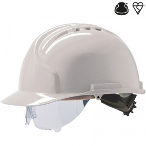 JSP MK7 White Vented Industrial Safety Helmet with Visor