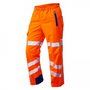 Leo Workwear L20 Lundy High Performance Hi-Vis Waterproof Orange Overtrousers