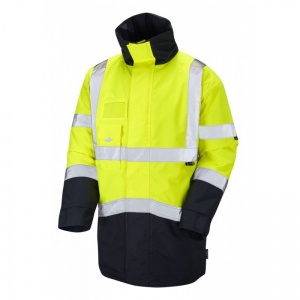 Leo Workwear A03 Marwood Hi-Vis Yellow and Navy Anorak with ID Pocket