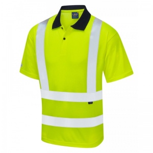 Leo Workwear P01 Croyde EcoViz Hi-Vis Yellow Polo Shirt