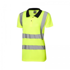 Leo Workwear EcoViz PL01 Lana Comfort Women's Yellow Hi-Vis Polo Shirt with Collar