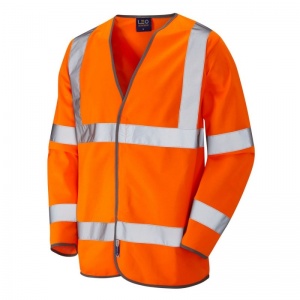 Leo Workwear EcoViz S01 Shirwell Orange Long Sleeve Hi-Vis Vest