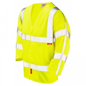 Leo Workwear S10 Cranford Flame Retardant LFS Yellow Hi-Vis Long Sleeved Vest
