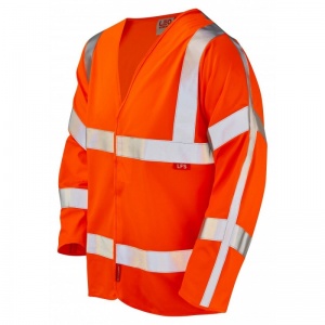 Leo Workwear S11 Parkham Flame Retardant LFS Orange Hi-Vis Long Sleeved Vest