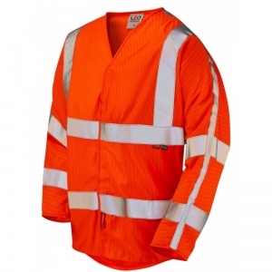 Leo Workwear S18 Sticklepath LSF Anti-Static Orange Hi-Vis 3/4 Sleeved Vest