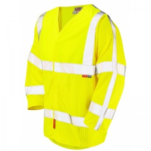 Leo Workwear S18 Sticklepath LSF Anti-Static Yellow Hi-Vis 3/4 Sleeved Vest